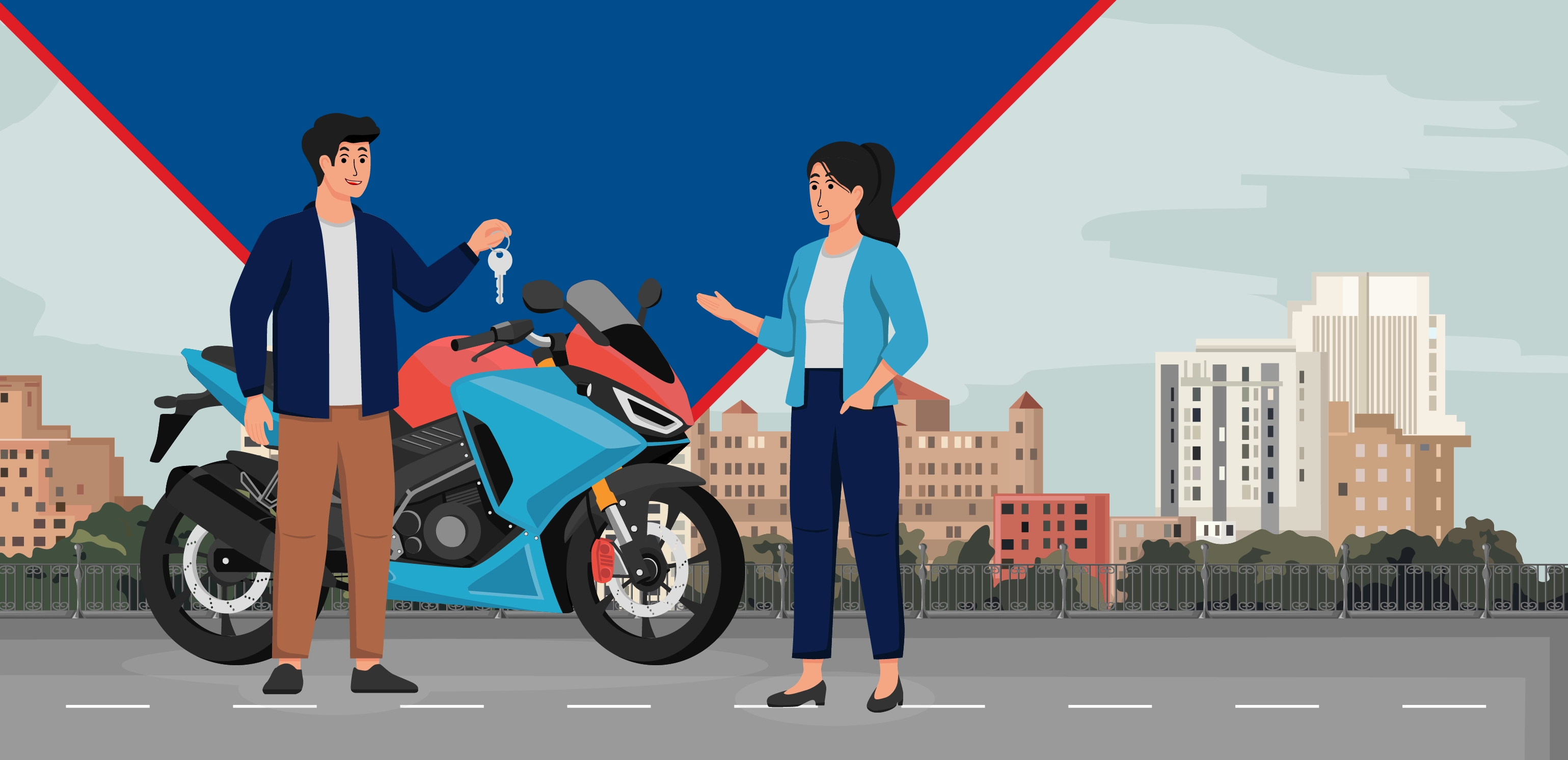 A young person proudly sitting on a new scooter, symbolizing the accessibility of vehicle ownership through a two-wheeler loan.